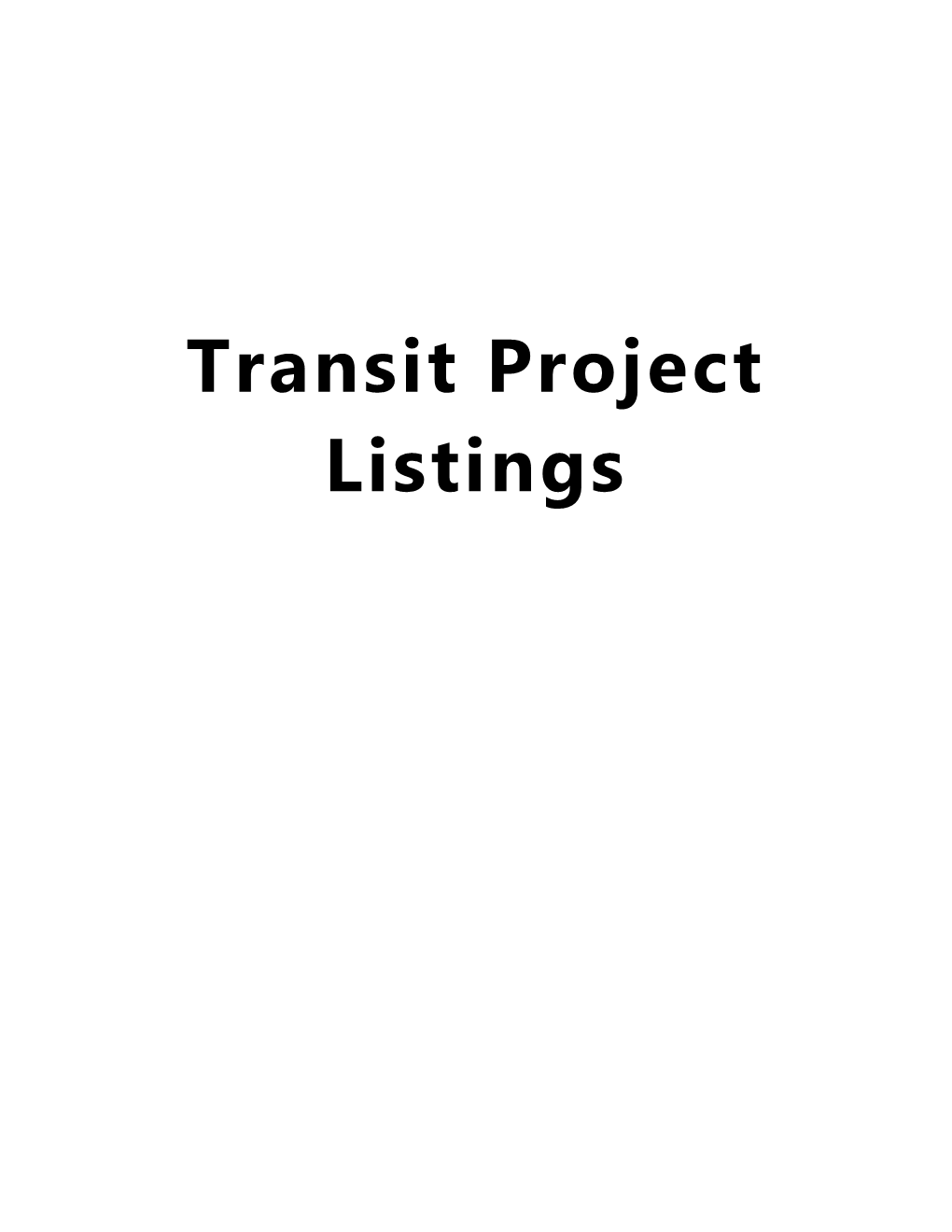 Transit Project Listings