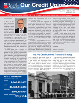 September 2019 MONTHLY NEWSLETTER of the POLISH & SLAVIC FEDERAL CREDIT UNION