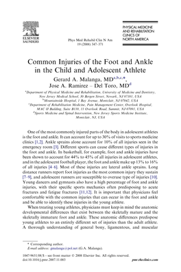 Common Injuries of the Foot and Ankle in the Child and Adolescent Athlete Gerard A