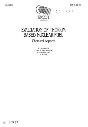 EVALUATION of THORIUM BASED NUCLEAR FUEL Chemical Aspects