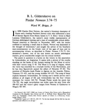 B. L. Gildersleeve on Pindar Nemean 3.74-75