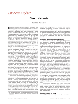 Zoonosis Update Sporotrichosis