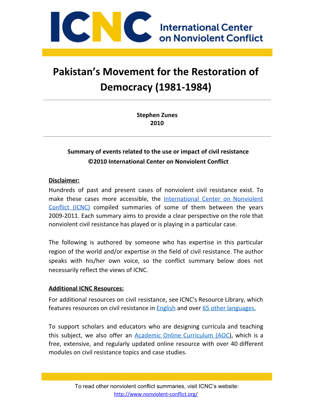 Pakistan's Movement for the Restoration of Democracy (1981