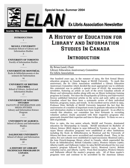 A History of Education for Library and Information Studies in Canada