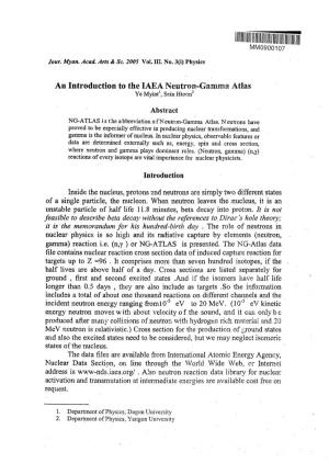 An Introduction to the IAEA Neutron-Gamma Atlas Ye Myint1, Sein Htoon2
