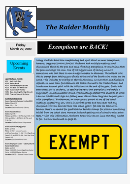 The Raider Monthly Exemptions Are BACK!
