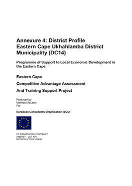 District Profile Eastern Cape Ukhahlamba District Municipality (DC14)