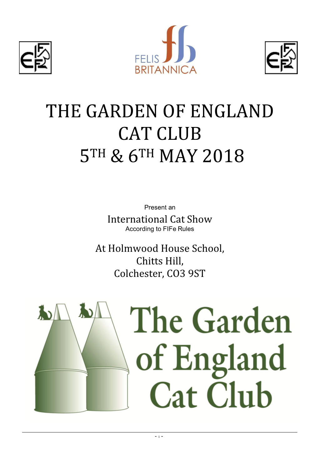 The Garden of England Cat Club 5Th & 6Th May 2018