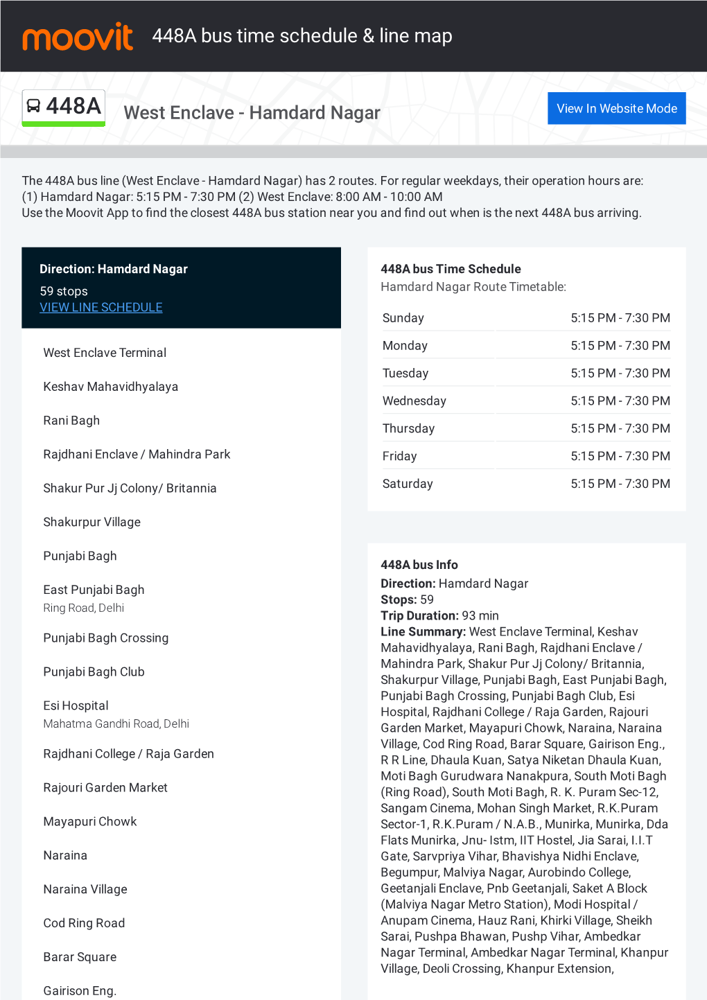 448A Bus Time Schedule & Line Route