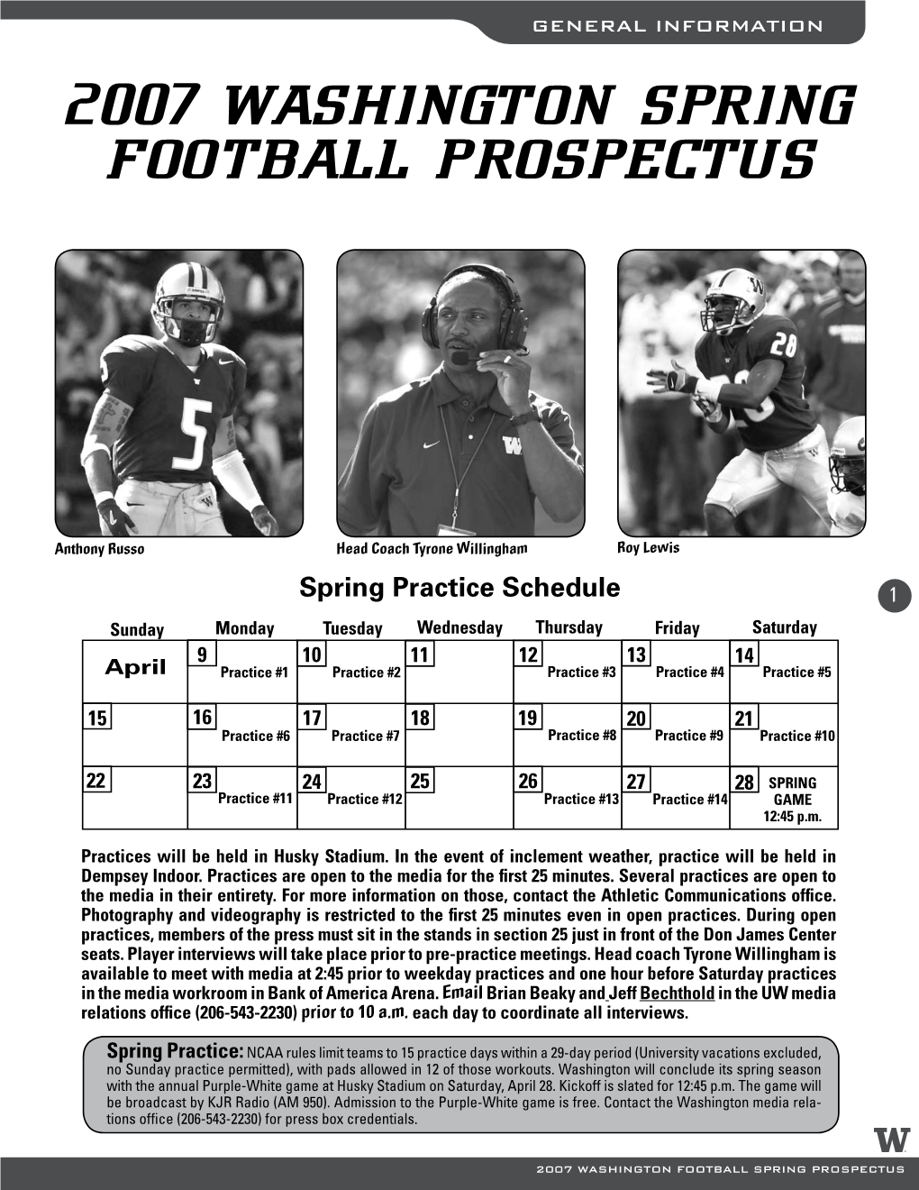 2007 Washington Spring Football Prospectus