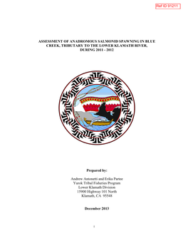 Assessment of Anadromous Salmonid Spawning in Blue Creek, Tributary to the Lower Klamath River, During 2011 - 2012