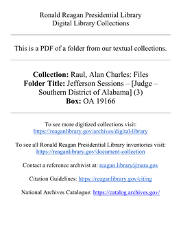 Collection: Raul, Alan Charles: Files Folder Title: Jefferson Sessions – [Judge – Southern District of Alabama] (3) Box: OA 19166