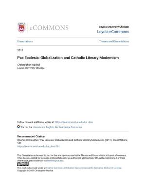 Pax Ecclesia: Globalization and Catholic Literary Modernism