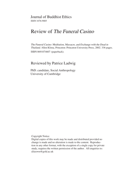 Review of the Funeral Casino