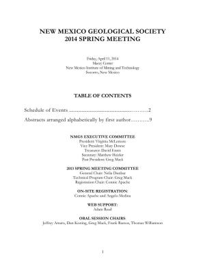 New Mexico Geological Society 2014 Spring Meeting