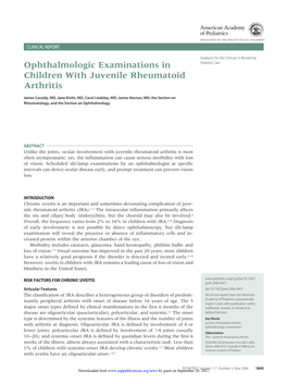 Ophthalmologic Examinations in Children with Juvenile Rheumatoid
