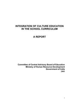 Integration of Culture Education in the School Curriculum