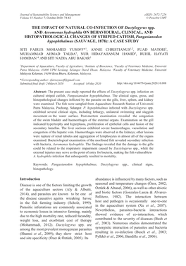 THE IMPACT of NATURAL CO-INFECTION of Dactylogyrus Spp