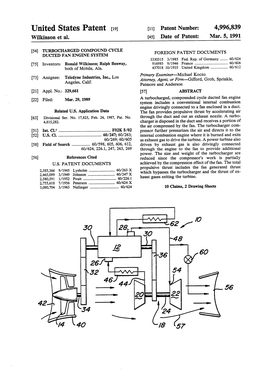 United States Patent (19) 11 Patent Number: 4,996,839 Wilkinson Et Al