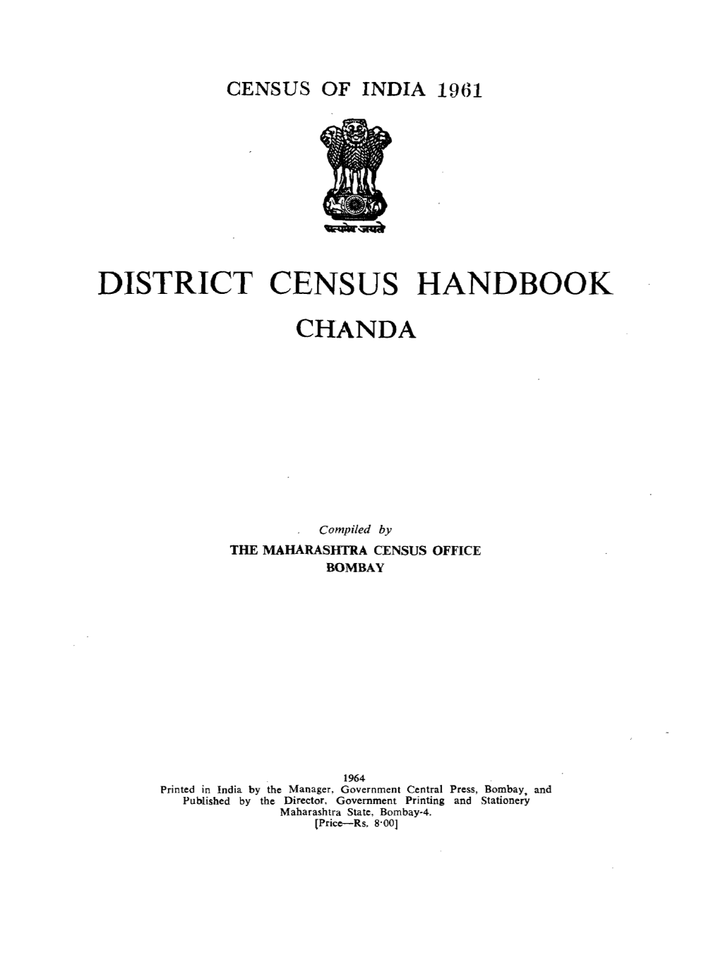 District Census Handbook, Chanda