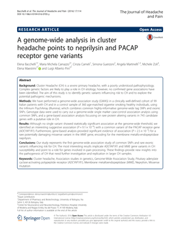 A Genome-Wide Analysis in Cluster Headache Points to Neprilysin And