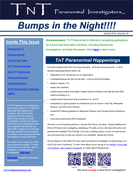 Bumps in the Night!!!! January 2016 - Issue No
