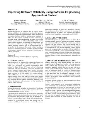 Improving Software Reliability Using Software Engineering Approach- a Review