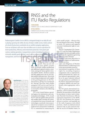RNSS and the ITU Radio Regulations