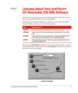 Learning About Your Just!Burn CD-Rewritable (CD-RW) Software