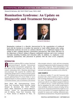 Rumination Syndrome: an Update on Diagnostic and Treatment Strategies
