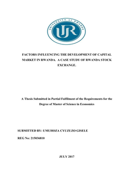 Factors Influencing the Development of Capital Market in Rwanda