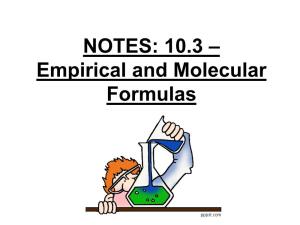NOTES: 10.3 – Empirical and Molecular Formulas What Could It Be? Empirical Formulas