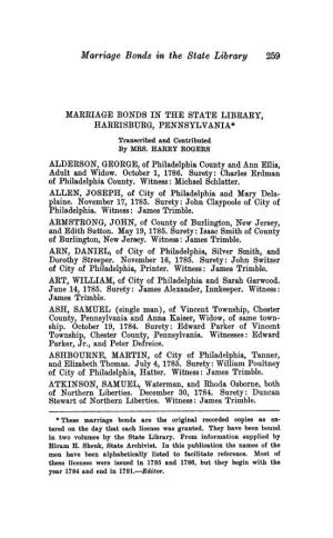 Marriage Bonds in the State Library 259