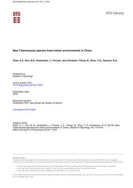 New Talaromyces Species from Indoor Environments in China