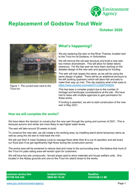 Replacement of Godstow Trout Weir October 2020 Date>