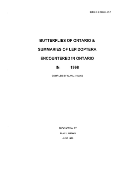 Butterflies of Ontario & Summaries of Lepidoptera