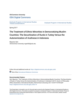 The Treatment of Ethnic Minorities in Democratizing Muslim Countries: the Securitization of Kurds in Turkey Versus the Autonomization of Acehnese in Indonesia