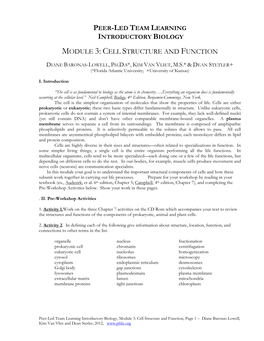 Module 3: Cell Structure and Function