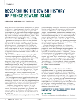 Researching the Jewish History of Prince Edward Island