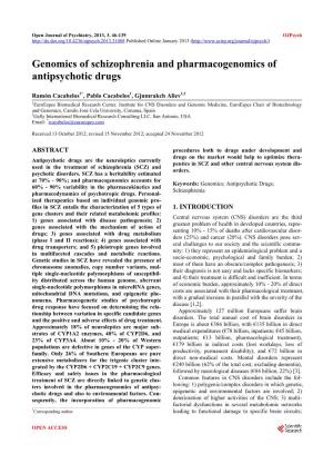 Genomics of Schizophrenia and Pharmacogenomics of Antipsychotic Drugs