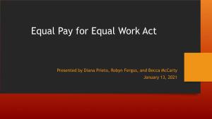 Equal Pay for Equal Work Act