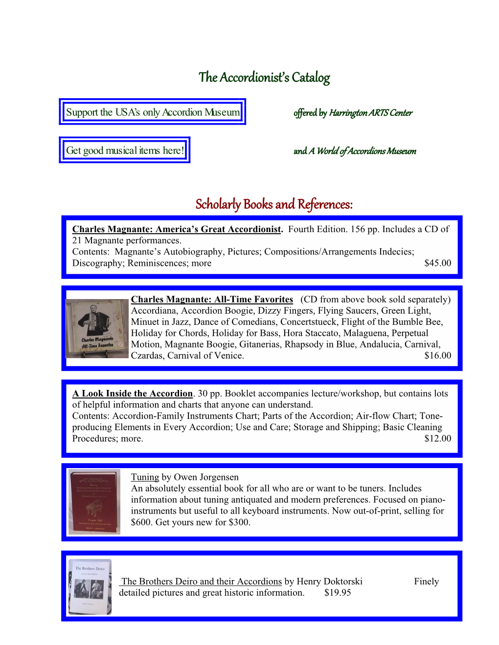 The Accordionist's Catalog Scholarly Books and References