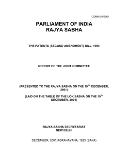 Joint Parliamentary Committee Report on the Patents (Second Amendment)