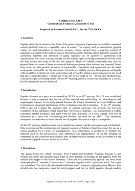 PAPRIKA EXTRACT Chemical and Technical Assessment (CTA)