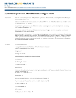 Asymmetric Synthesis II. More Methods and Applications