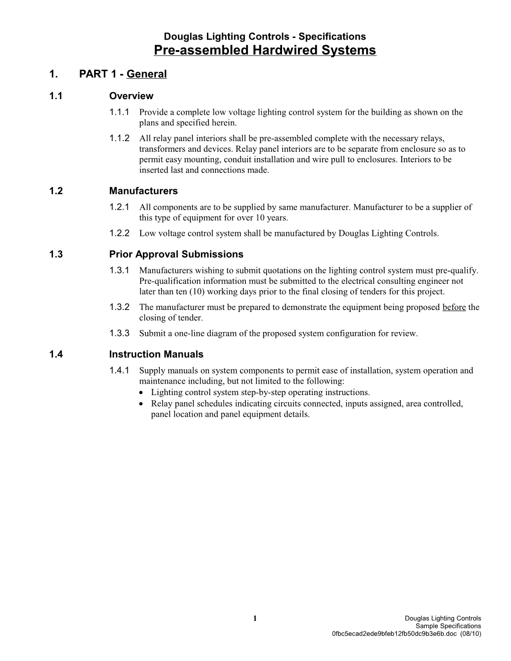 Douglas Low Voltage Specification