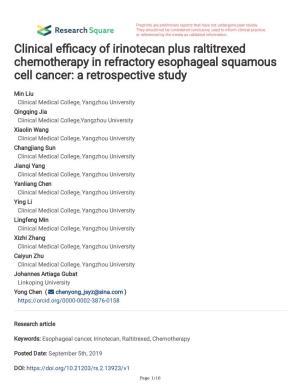 Clinical Efficacy of Irinotecan Plus Raltitrexed