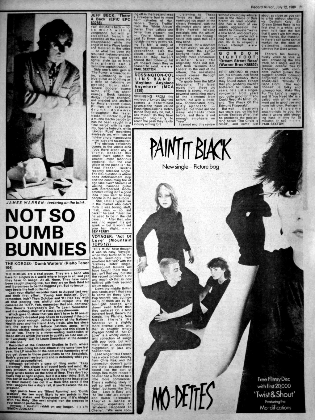 BUNNIES When They Burst on to the Charts Seemingly Tiom Nowhere Last Year with the the KORGIS: 'Dumb Waiters' (Rialto Tenor 'Hallway Hotel' Single