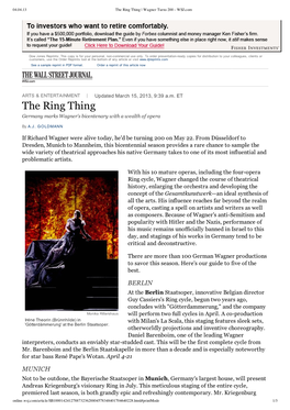 The Ring Thing | Wagner Turns 200 - WSJ.Com