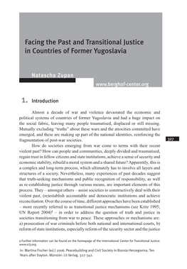 Facing the Past and Transitional Justice in Countries of Former Yugoslavia